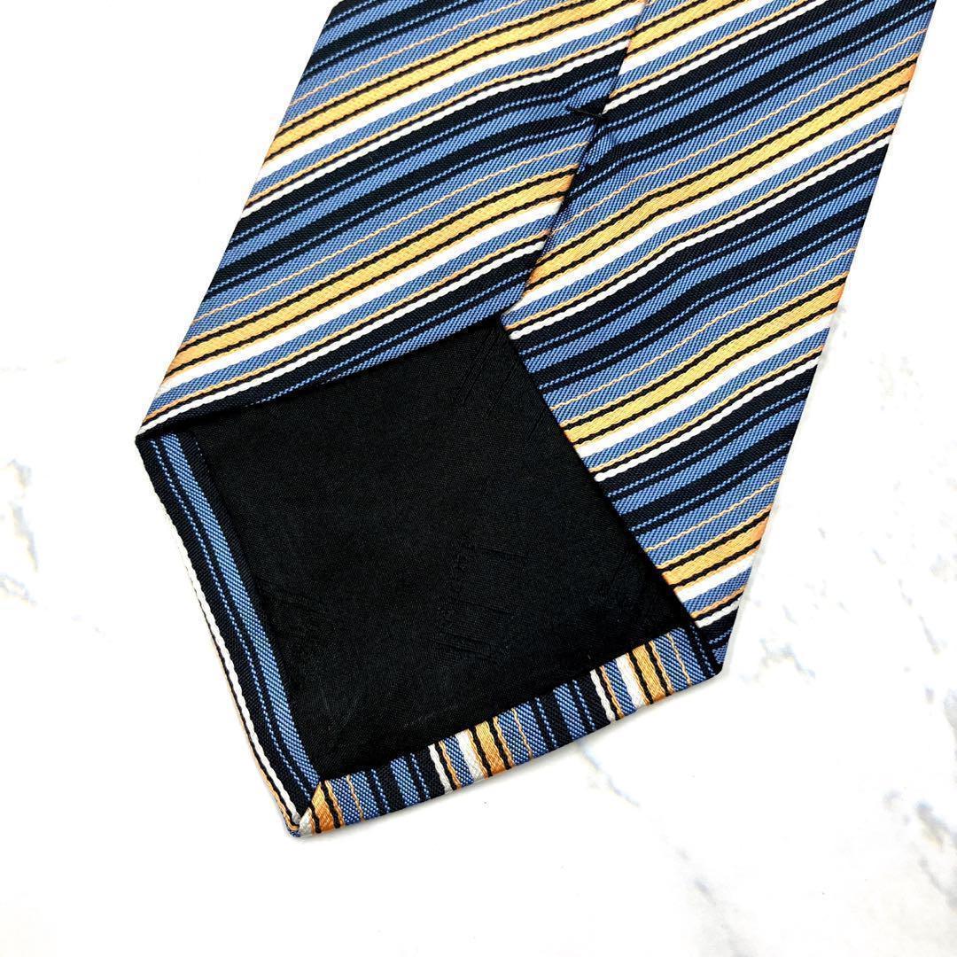 ◆美品◆ dunhill ダンヒル ネクタイ ストライプ柄 青色 カジュアル