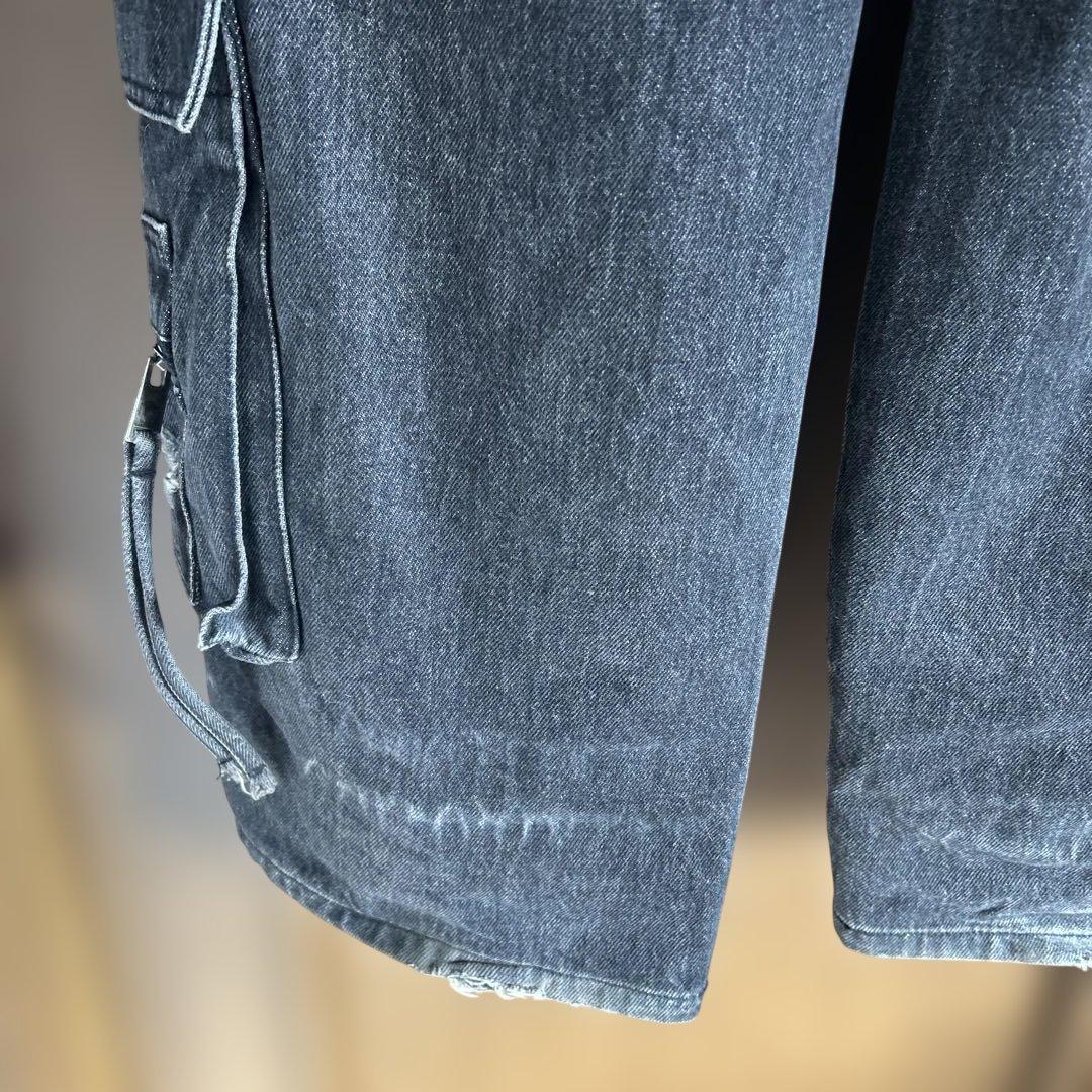 masonprince ダメージ加工 スタッズ カーゴデニムパンツ　ベルト付き