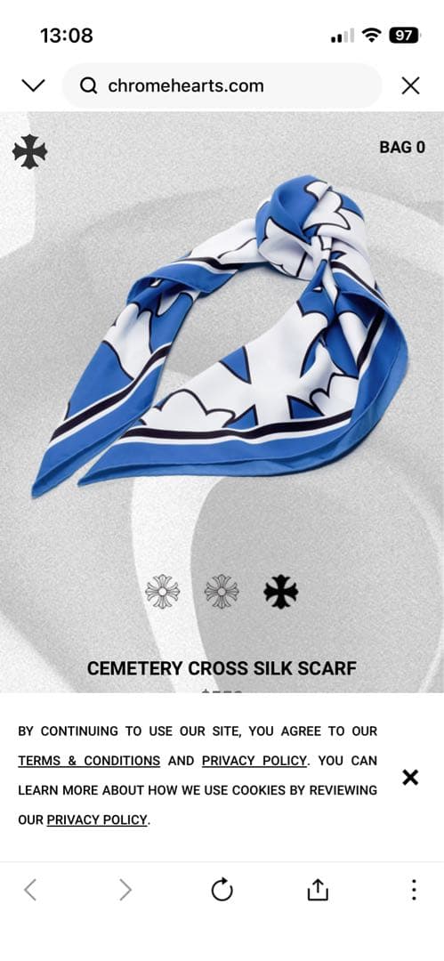 クロムハーツ CEMETERY CROSS SILK SCARF