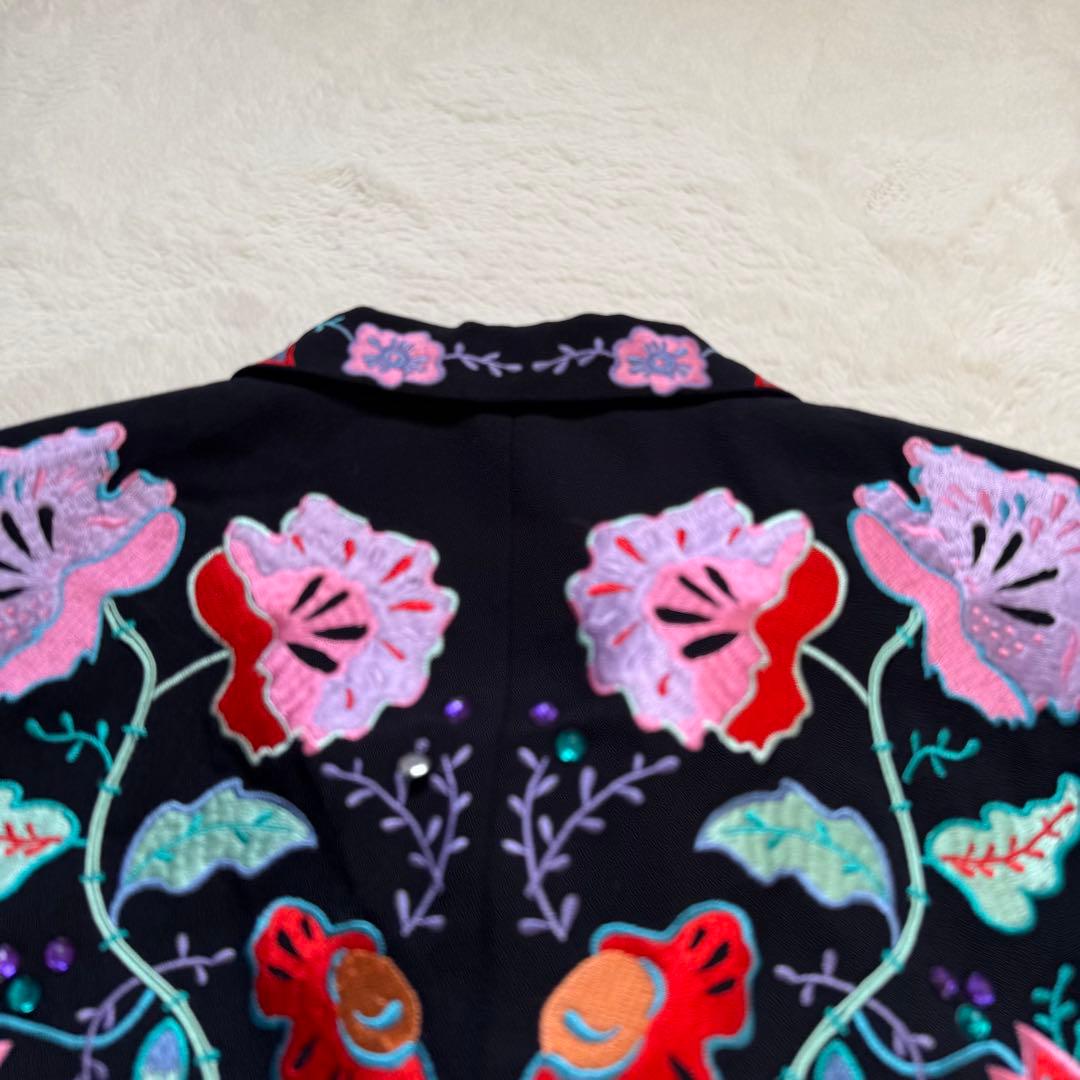 【美品】ジョンマイヤー 花柄刺繍ジャケット 黒