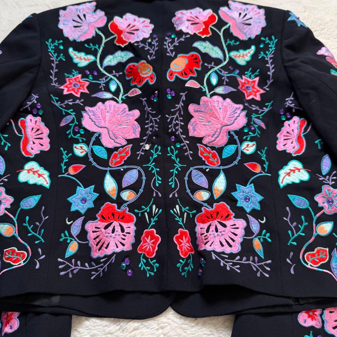 【美品】ジョンマイヤー 花柄刺繍ジャケット 黒