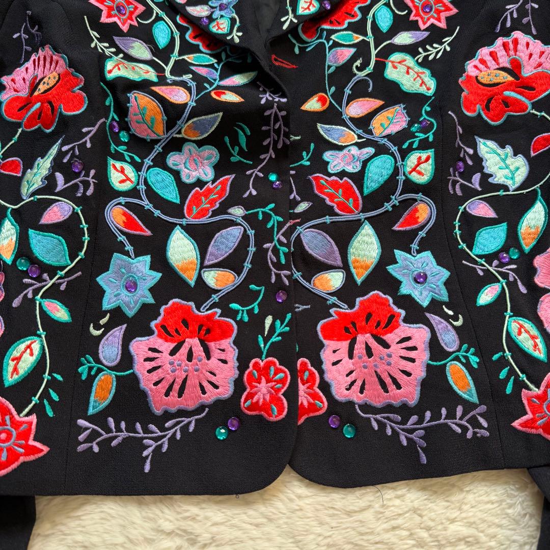 【美品】ジョンマイヤー 花柄刺繍ジャケット 黒