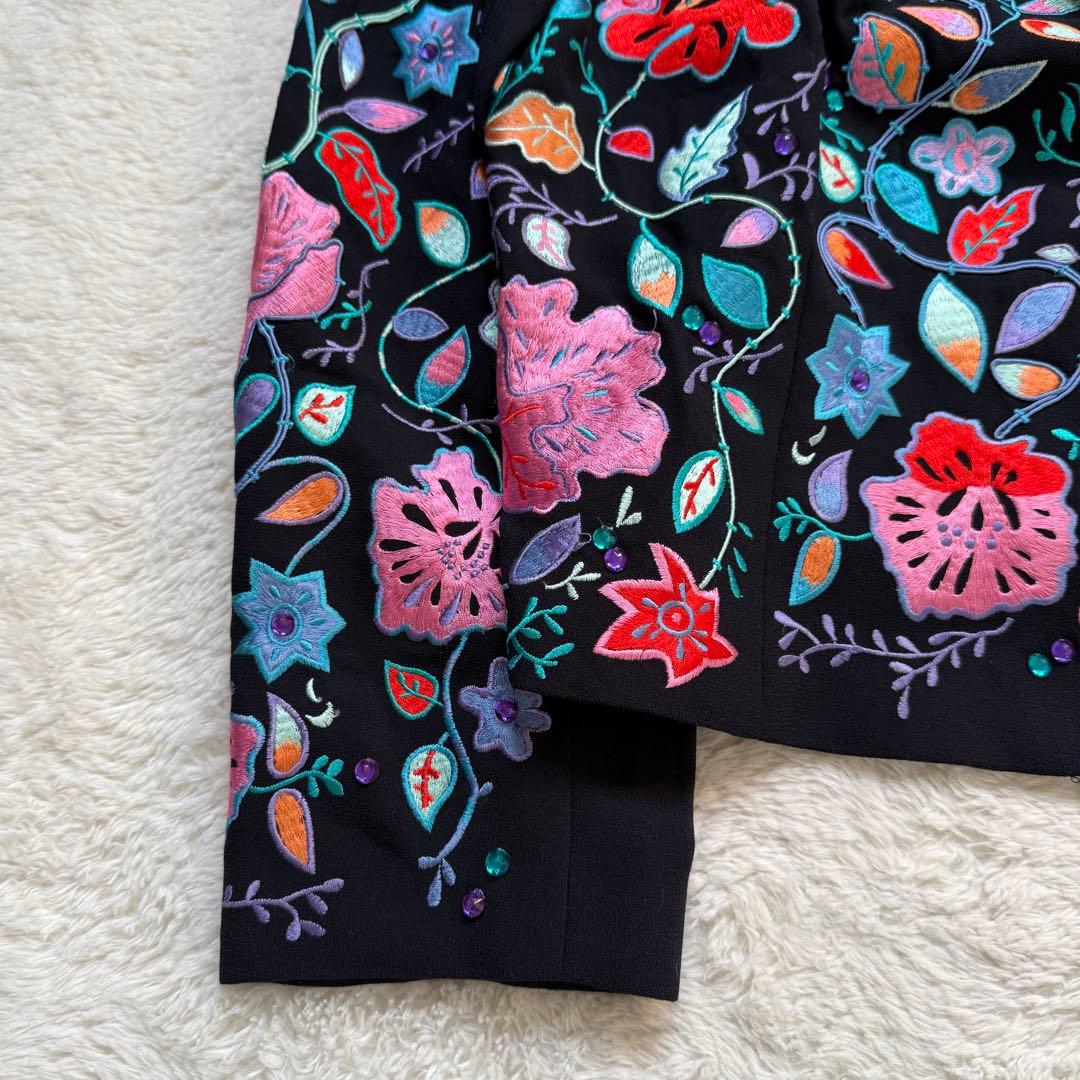 【美品】ジョンマイヤー 花柄刺繍ジャケット 黒