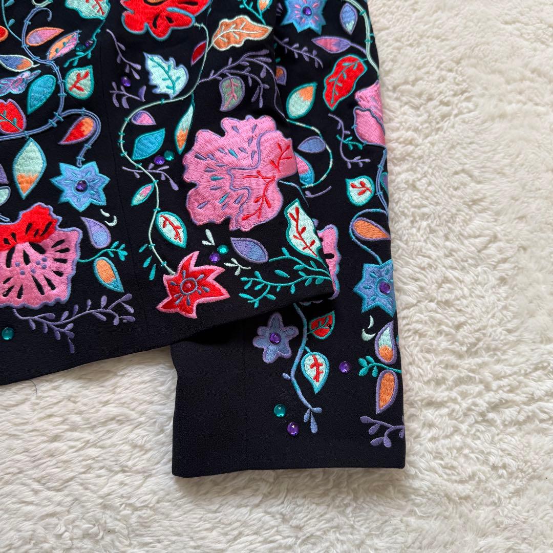 【美品】ジョンマイヤー 花柄刺繍ジャケット 黒