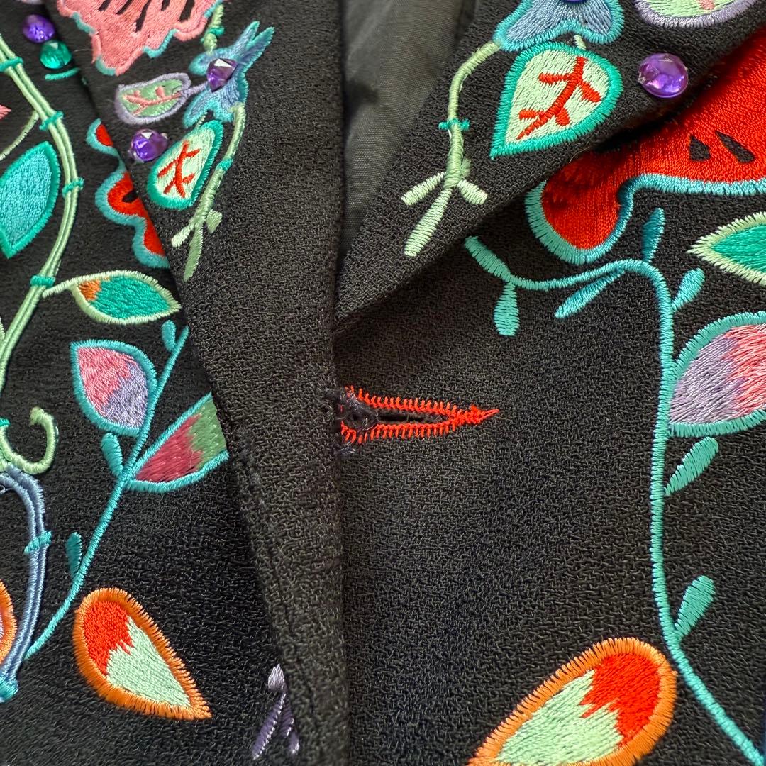 【美品】ジョンマイヤー 花柄刺繍ジャケット 黒