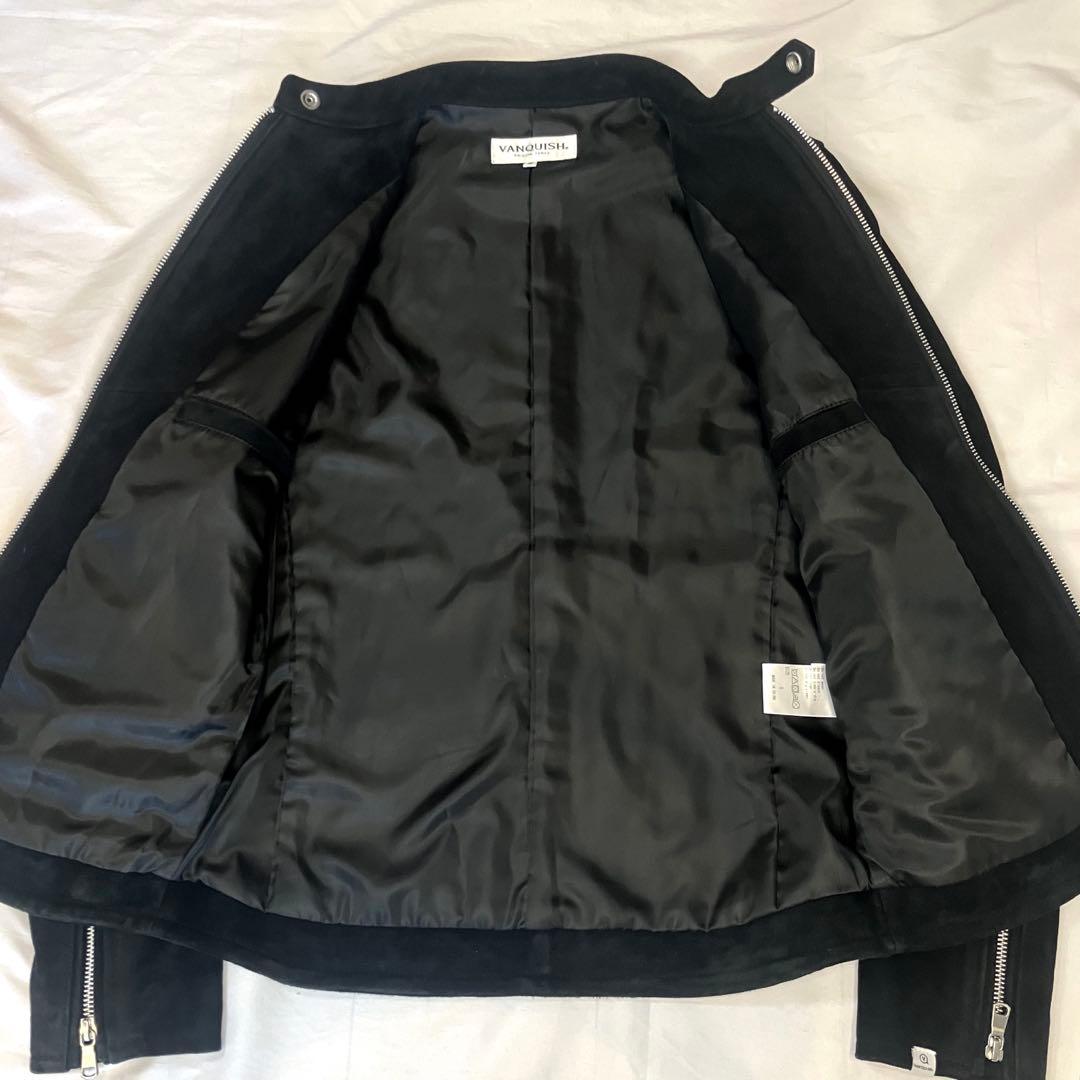 ⭐️VANQUISHスエードライダースブルゾンラムレザー　黒