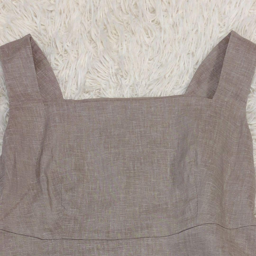 23SS ノーブル 麻ストレッチスクエアネックワンピース リネン 完売品 38