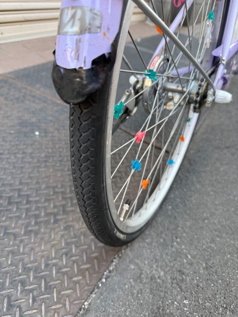 ブリヂストン　エコパル　24インチ　子供用自転車 紫色 花柄