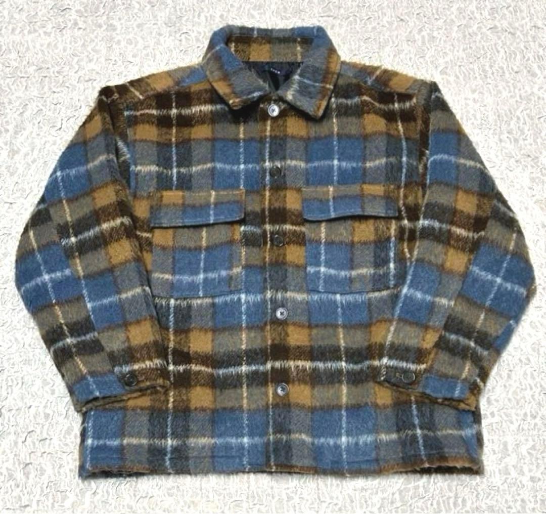【極美品】即完売 CPCM シャギー チェック CPOシャツジャケット ブルー