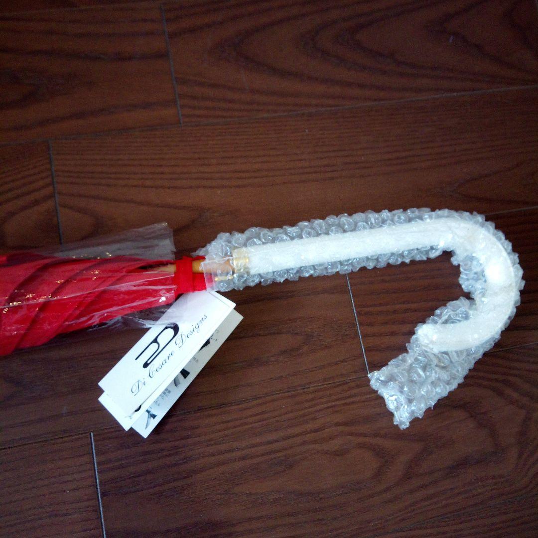 DiCesareデザイン！レッド フック型ハンドル 晴雨兼用傘ディチェザレ