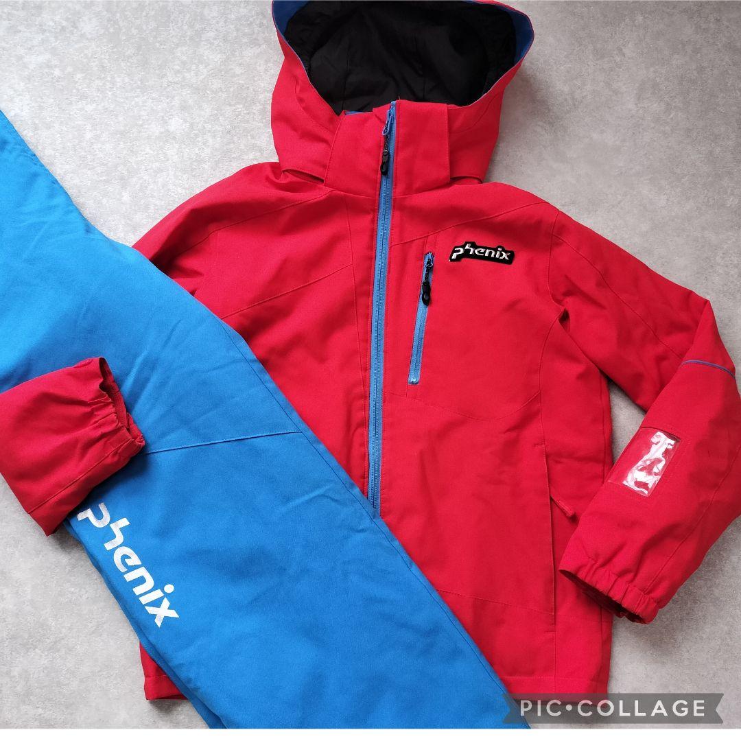 美品 PHENIX デモモデル スキーウェア上下 150 ジュニア 男の子 赤青