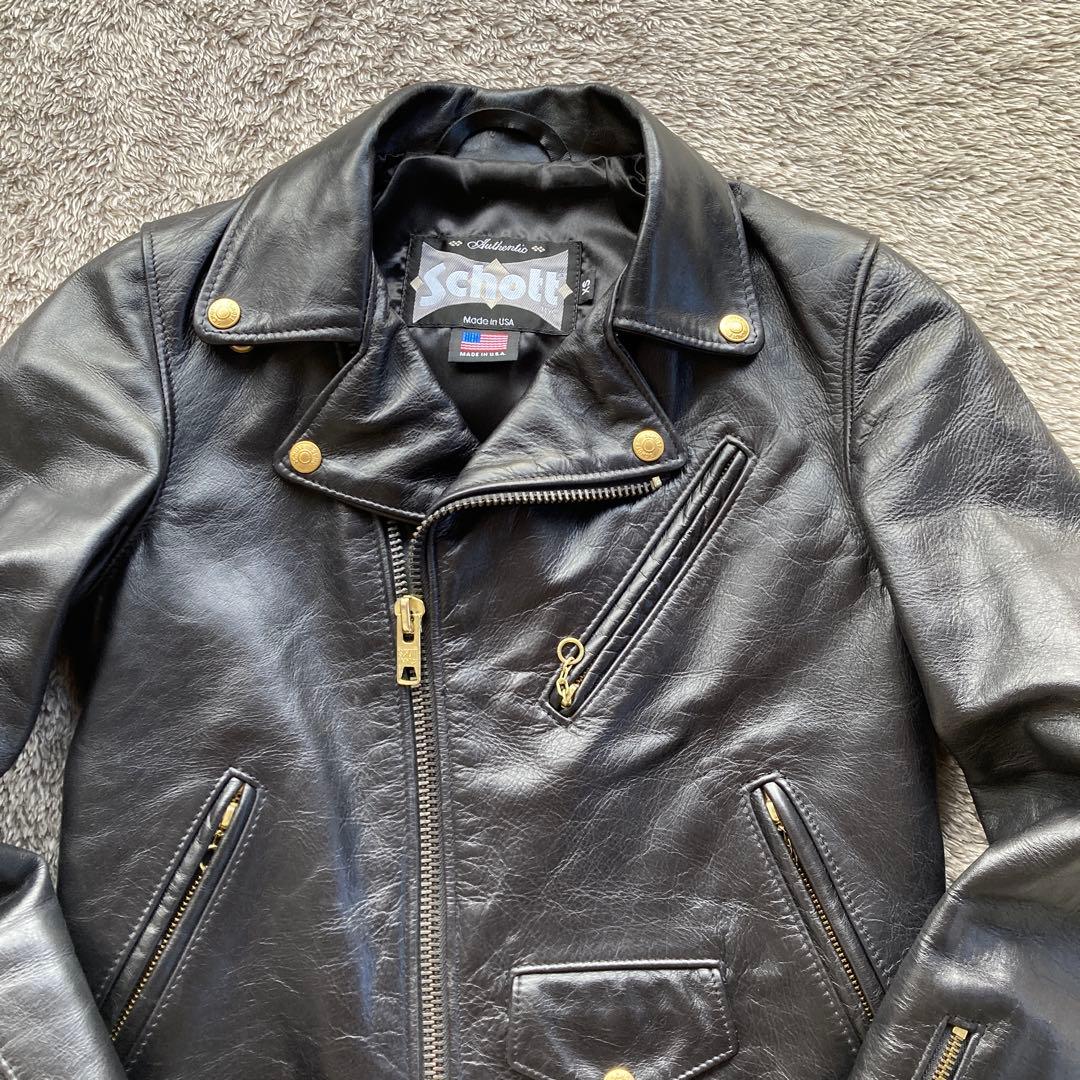 ま*ゃ様 ショット ダブルライダース ジャケット ゴールド金具　黒