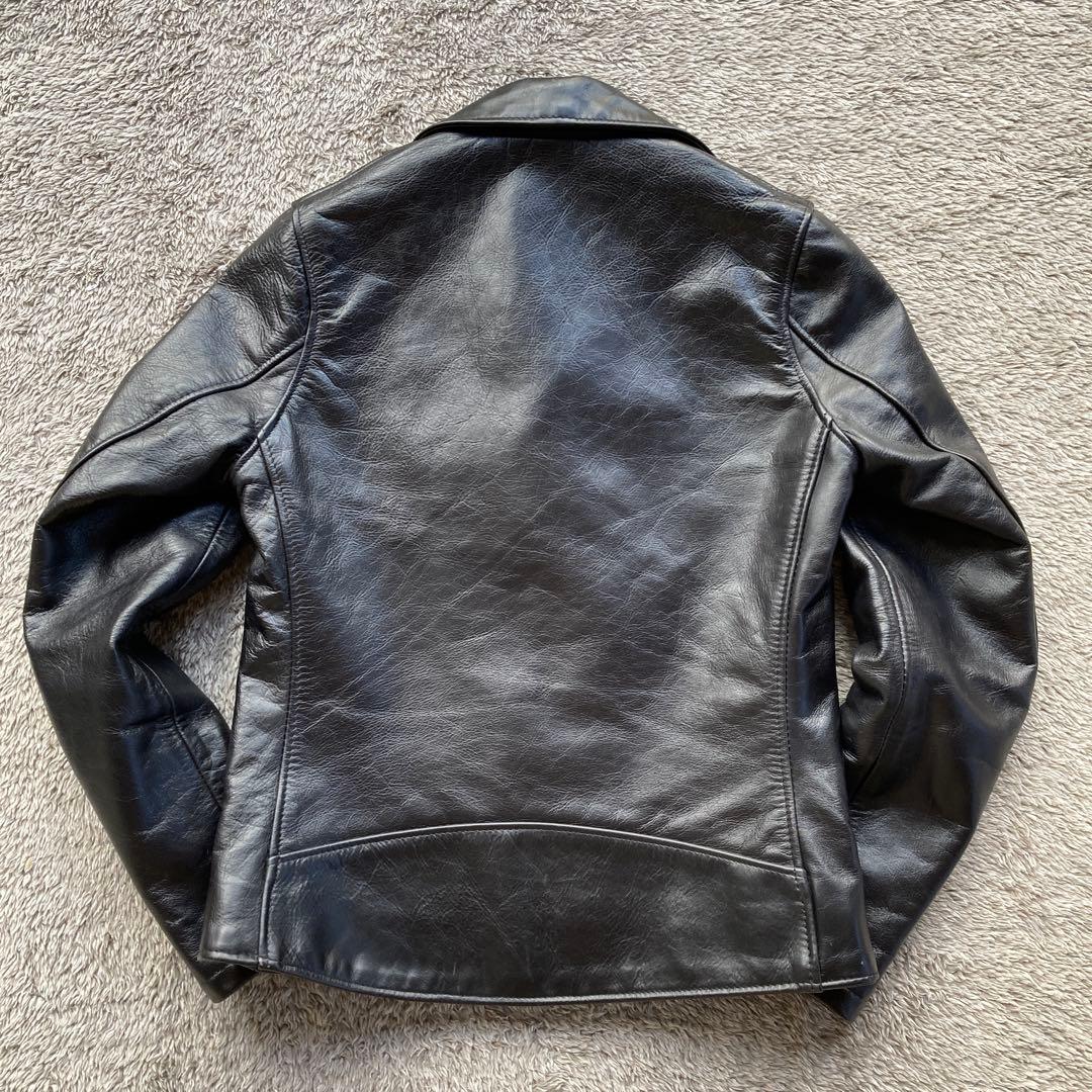 ま*ゃ様 ショット ダブルライダース ジャケット ゴールド金具　黒