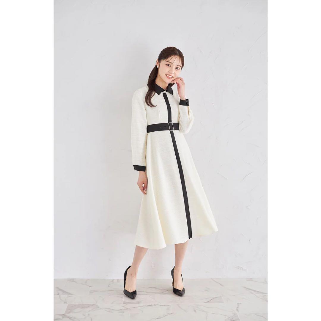 《新品タグ付き》トッコ♡ ベルト付き配色ラメツイードシャツワンピース