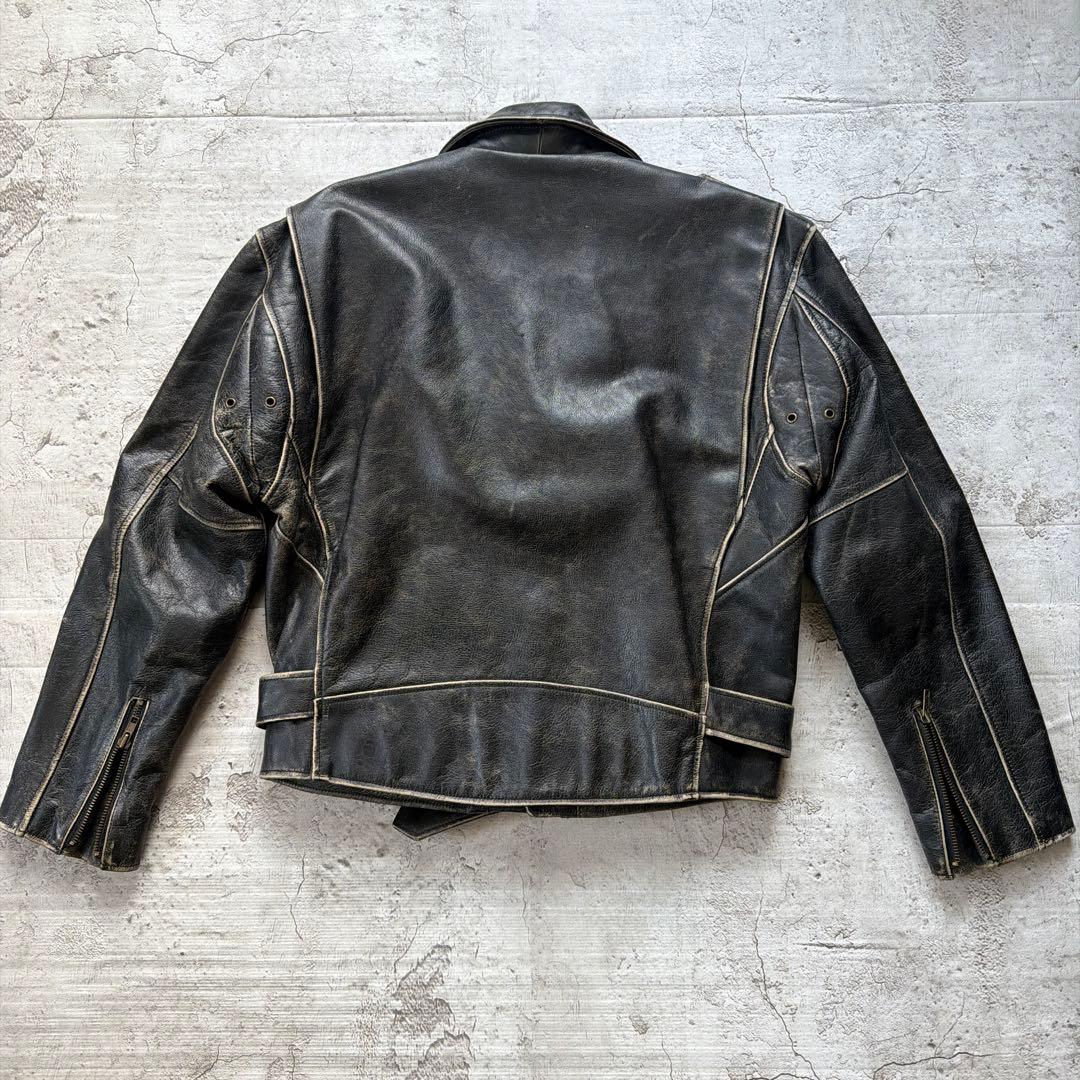 80s BROKEN MOTOCYCLE ダブルライダース レザージャケット L