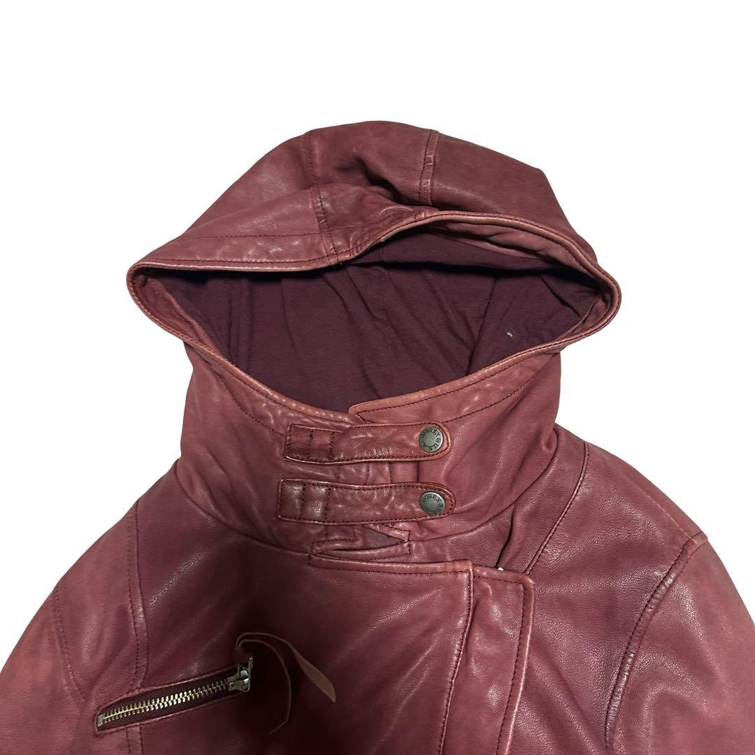 AVIREX leather hoodie レザー パーカー サイズL