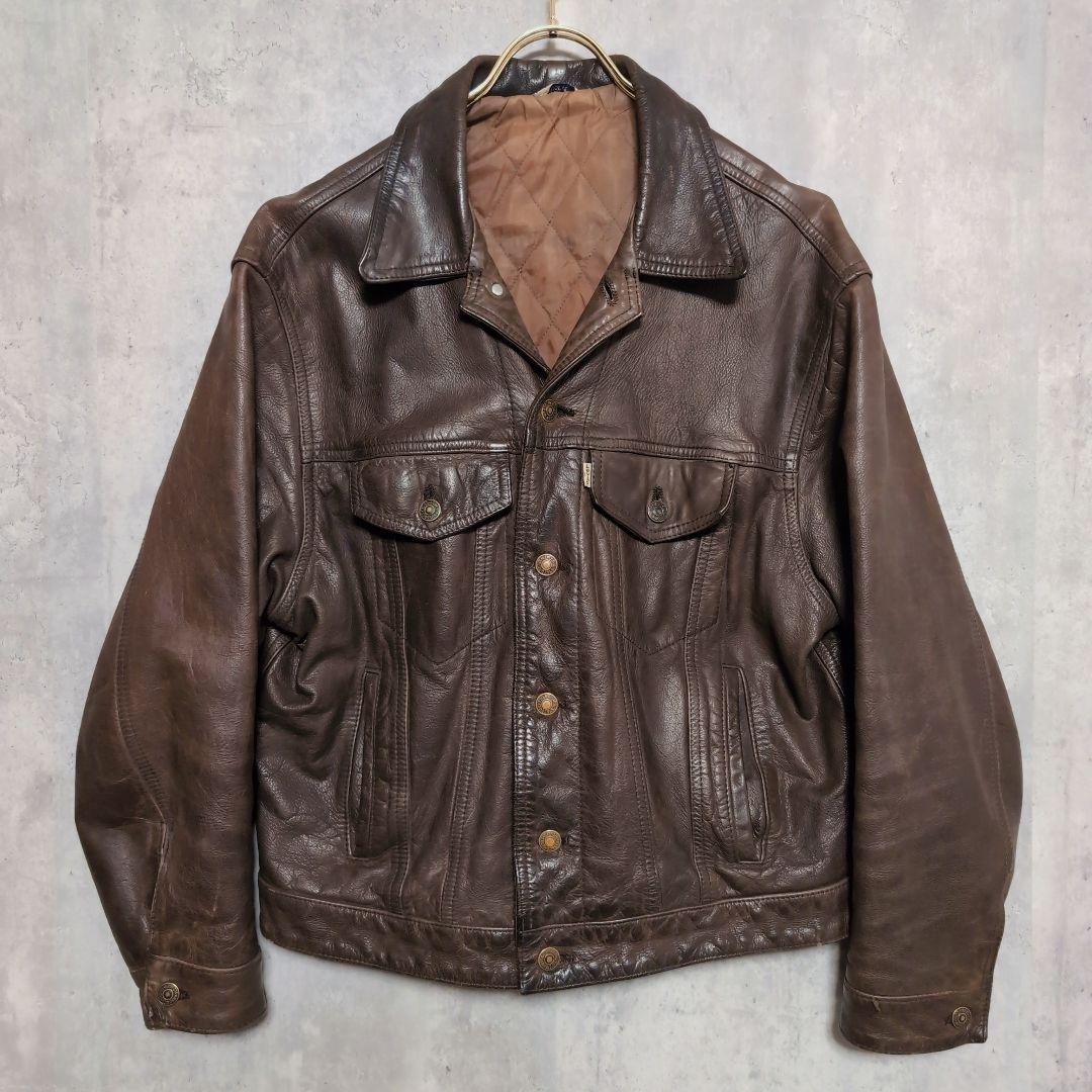LEVI'S リーバイス【XL】レザートラッカージャケット　3rd　ブラウン