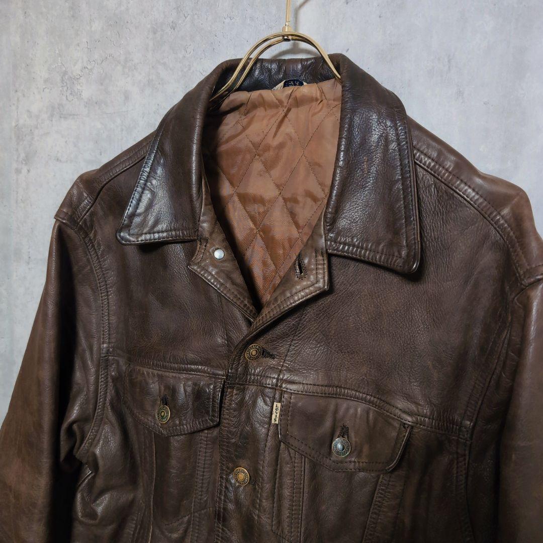 LEVI'S リーバイス【XL】レザートラッカージャケット　3rd　ブラウン
