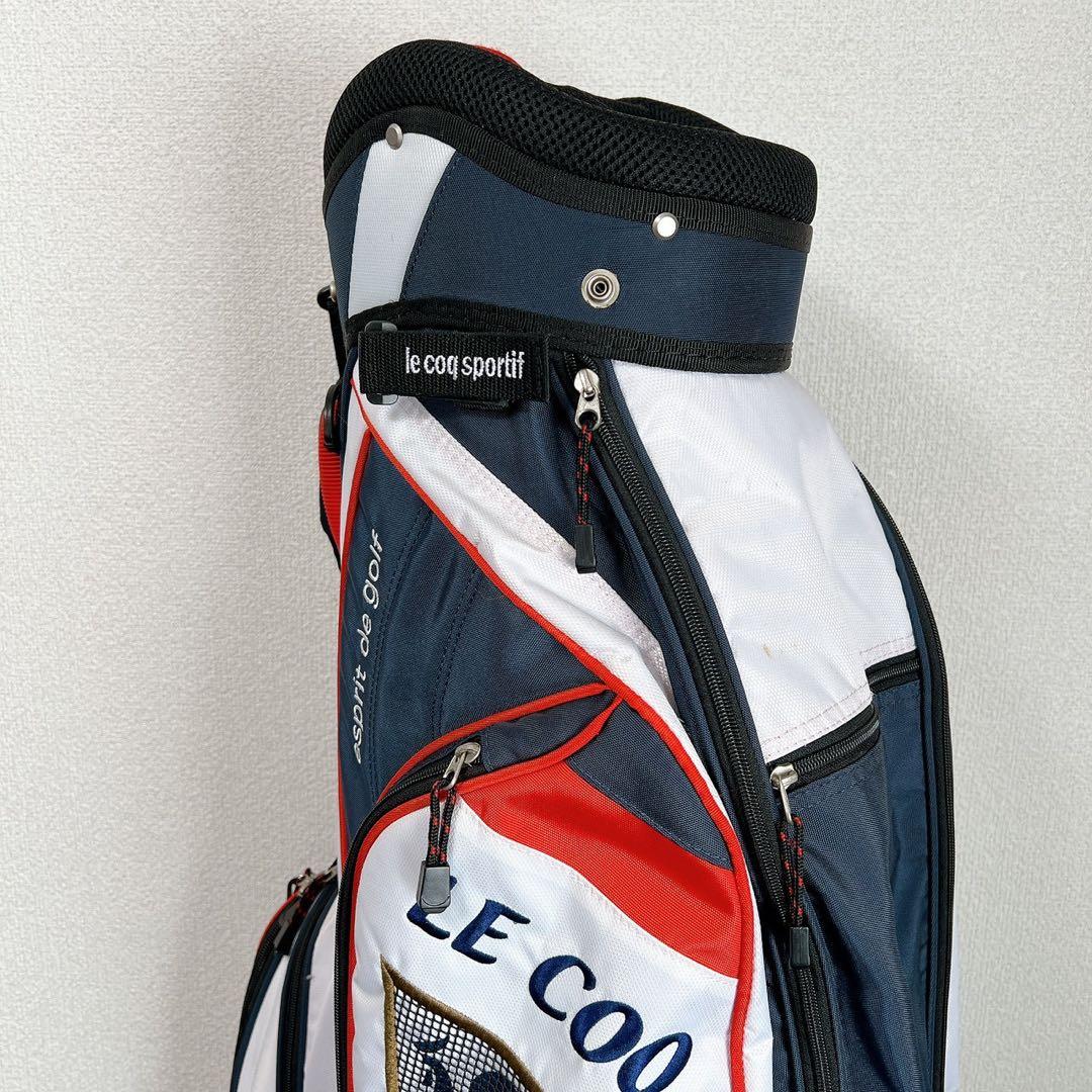 ルコック ゴルフ キャディバッグ 9型 5分割 軽量 カート型 トリコロール紺白