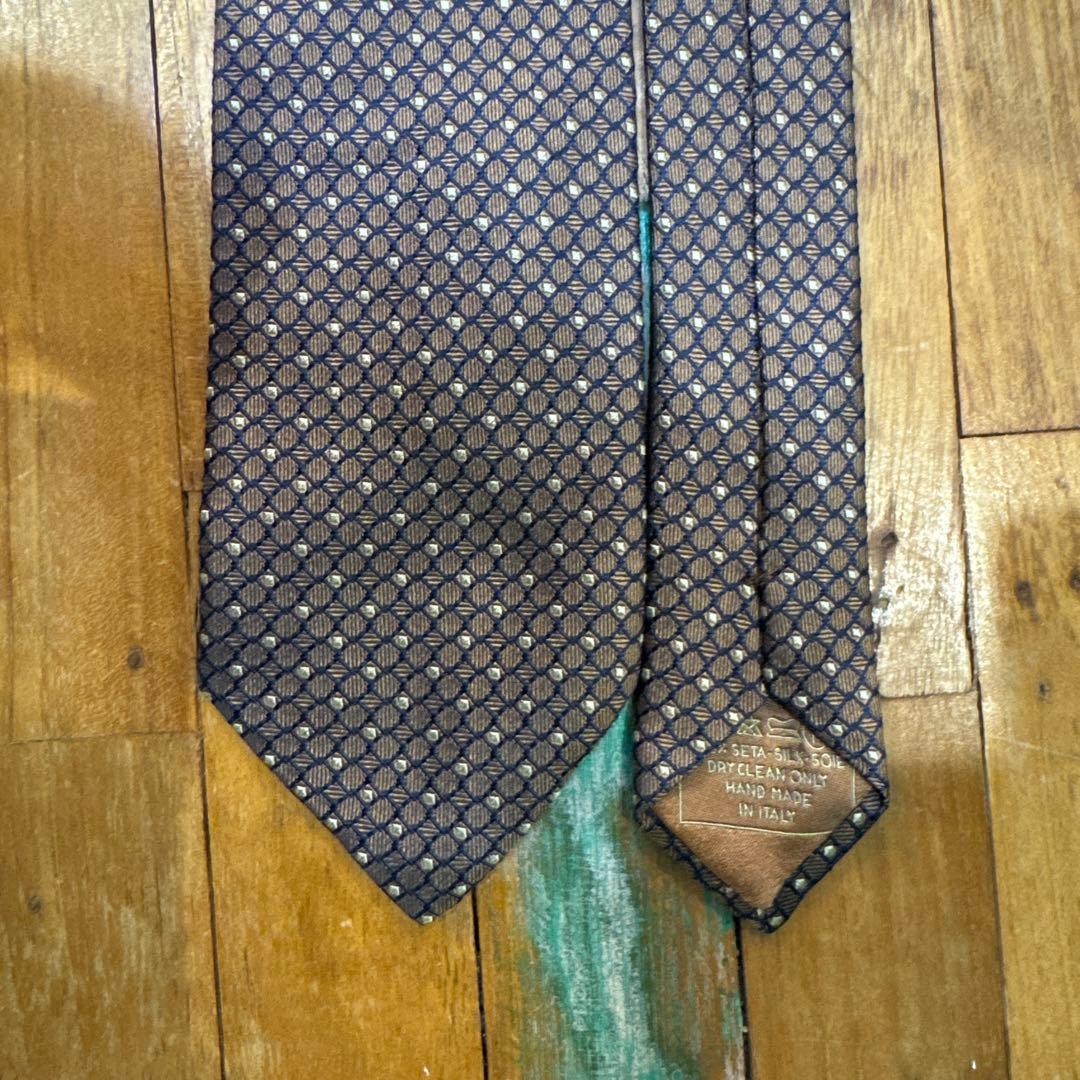 ブリオーニ　Brioni ブラウン　ネイビー　ネクタイ　肉厚　大剣8.5cm
