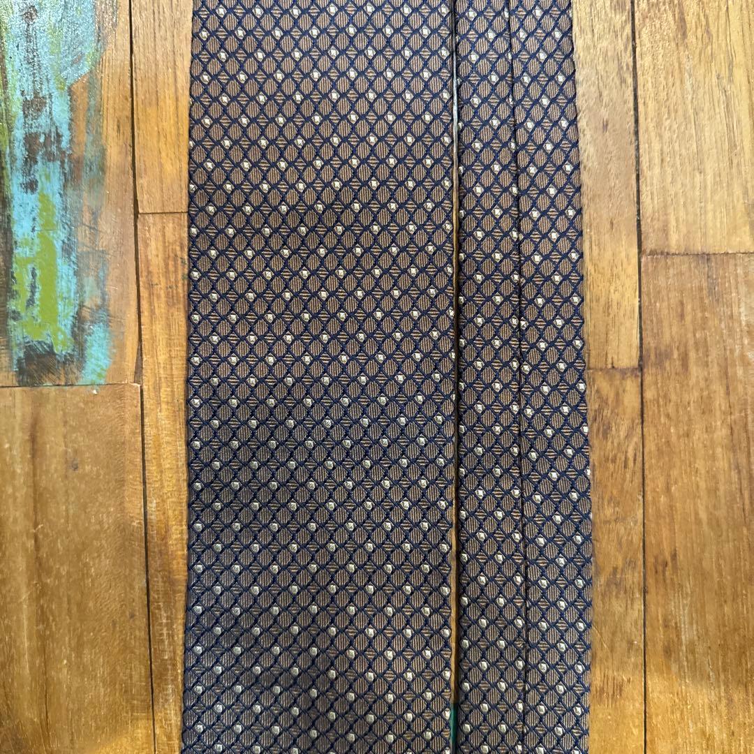 ブリオーニ　Brioni ブラウン　ネイビー　ネクタイ　肉厚　大剣8.5cm