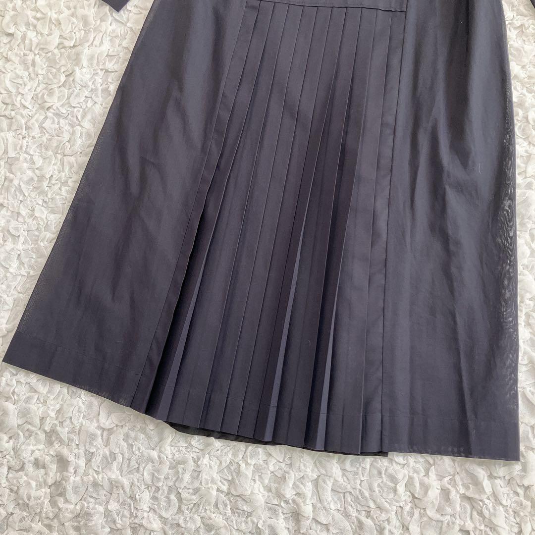 【美品】マーガレットハウエル　シアーシャツワンピース　プリーツ　黒