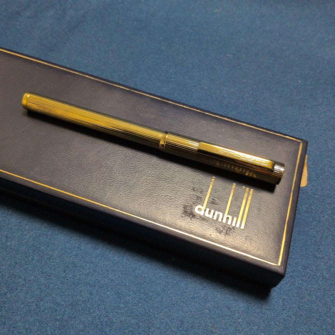 d*3様 ダンヒル万年筆/ペン先dunhill750刻印。ライン模様ゴールドプレ