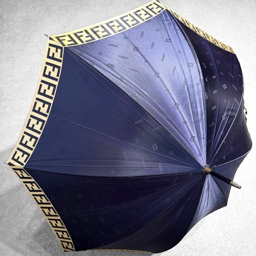 FENDI フェンディ 傘 雨傘 ジャガード　ズッカ　ネイビー