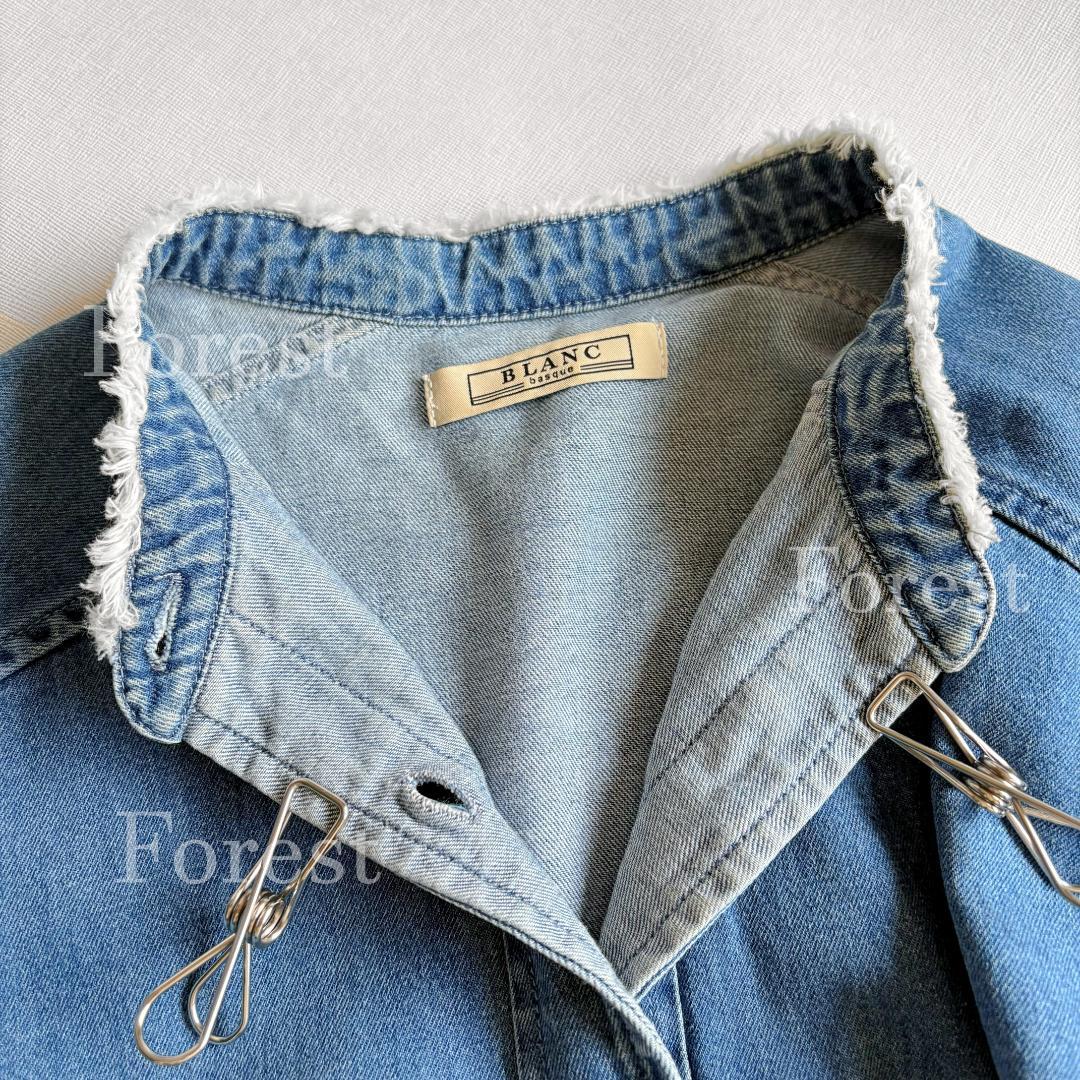 パールボタンデニムシャツ size38　BLANC basque