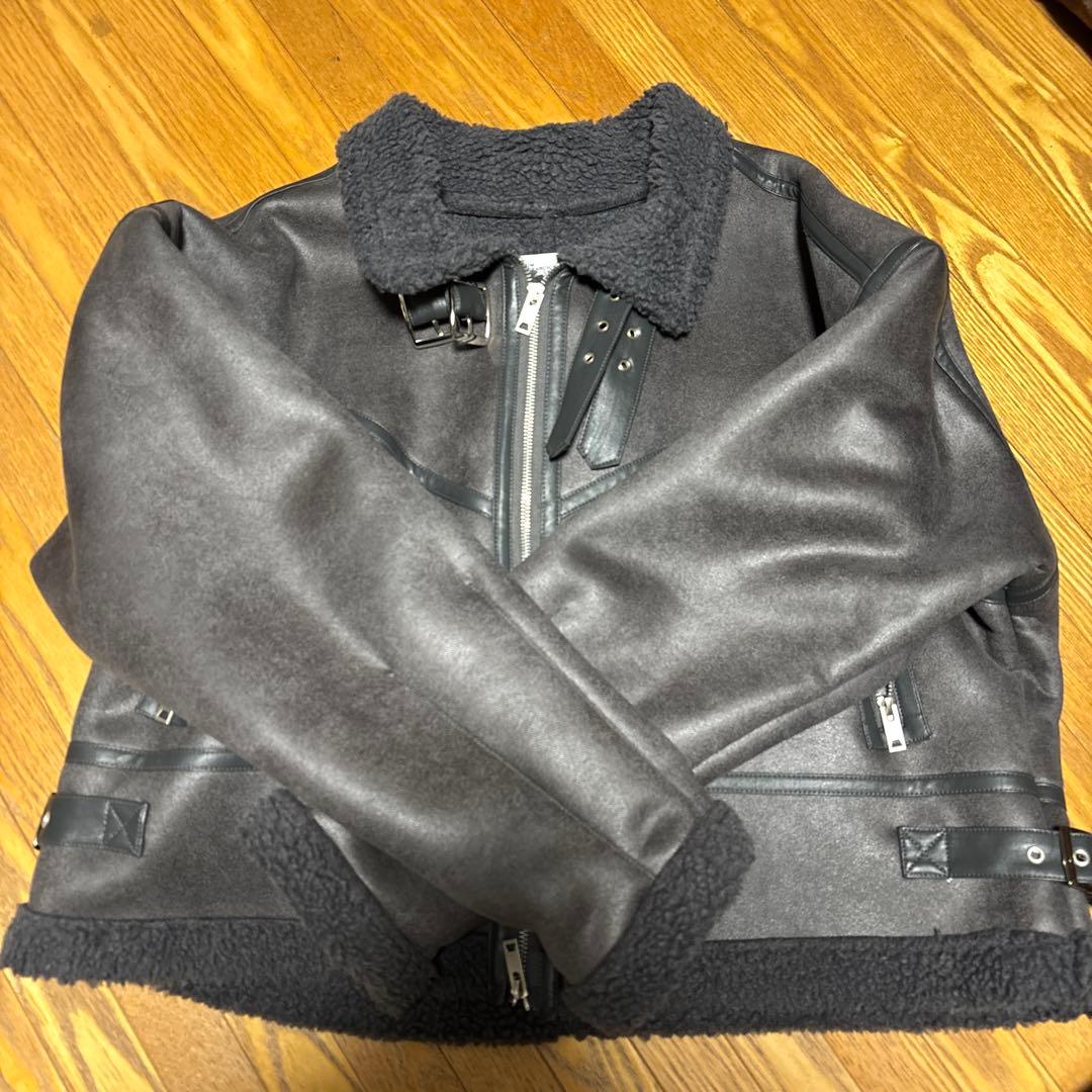 ジャケット・アウター ASCLO Suede Crop Mustang Jacket Charcoal