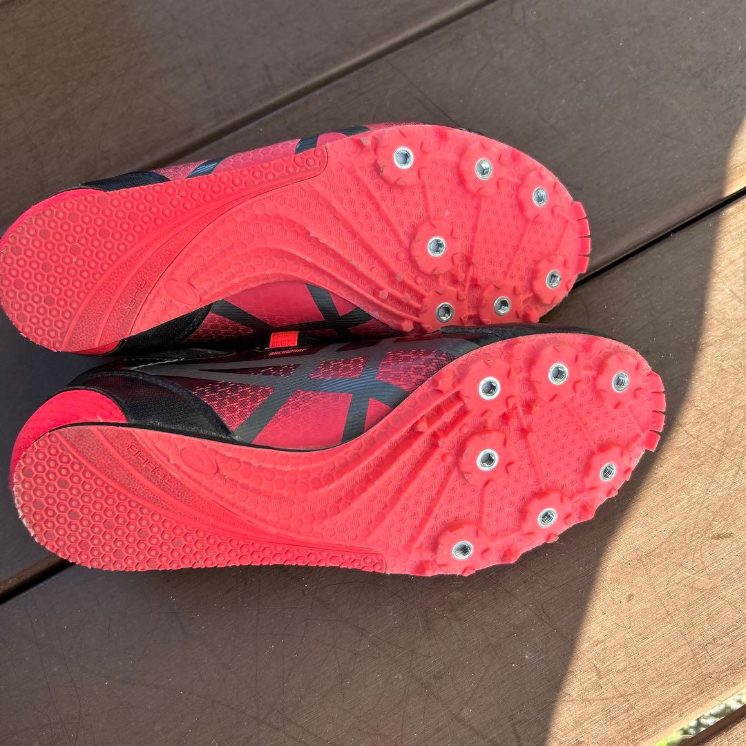 ASICS スパイクシューズ ブラック/ピンク 25.0