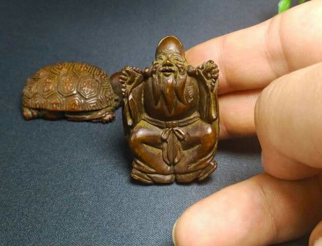 細工銅製  カメ  亀仙  茶道部品  置物{ペア}2