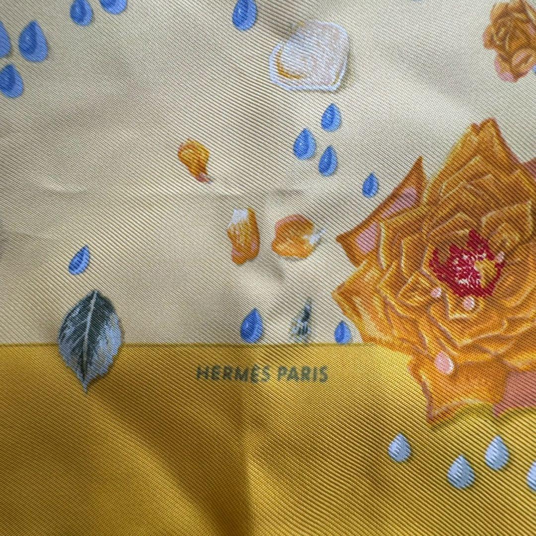 HERMES プチカレ LA ROSEE 薔薇の雫 シルク ミニスカーフ 中古品