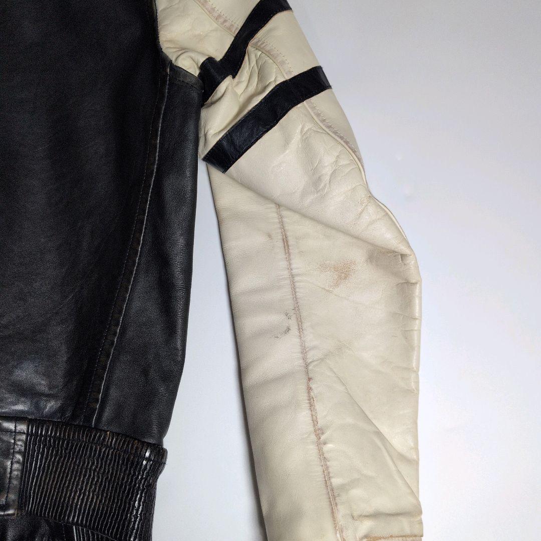 DIESEL ディーゼル ワッペン レザースタジャン 牛革 カウレザー S