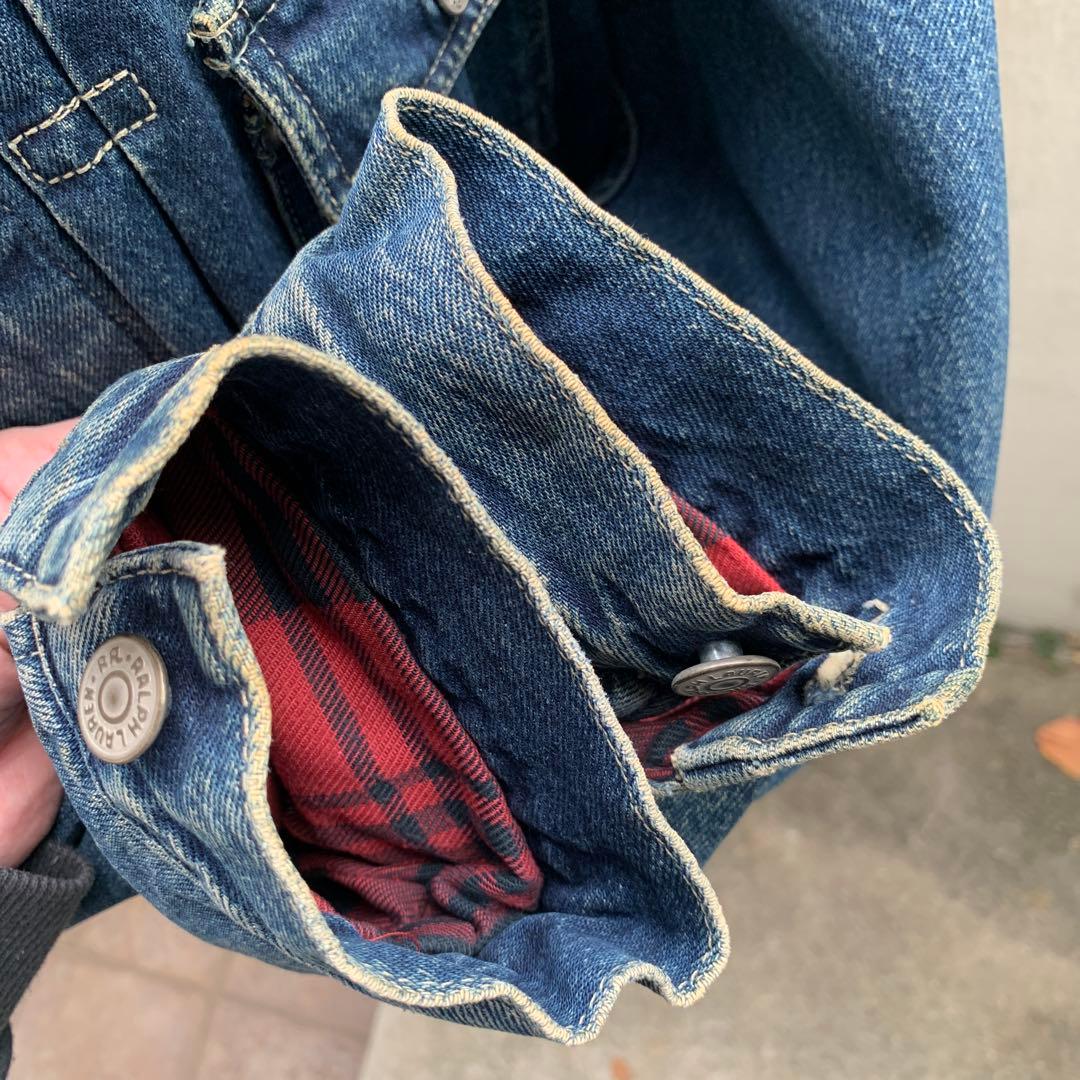 RRL 三ツ星 デニムジャケット 裏地チェック USA製 M