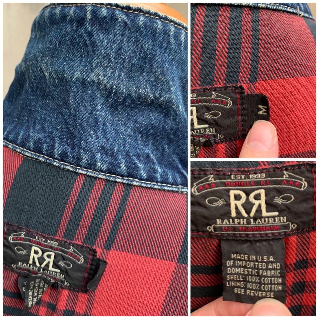 RRL 三ツ星 デニムジャケット 裏地チェック USA製 M