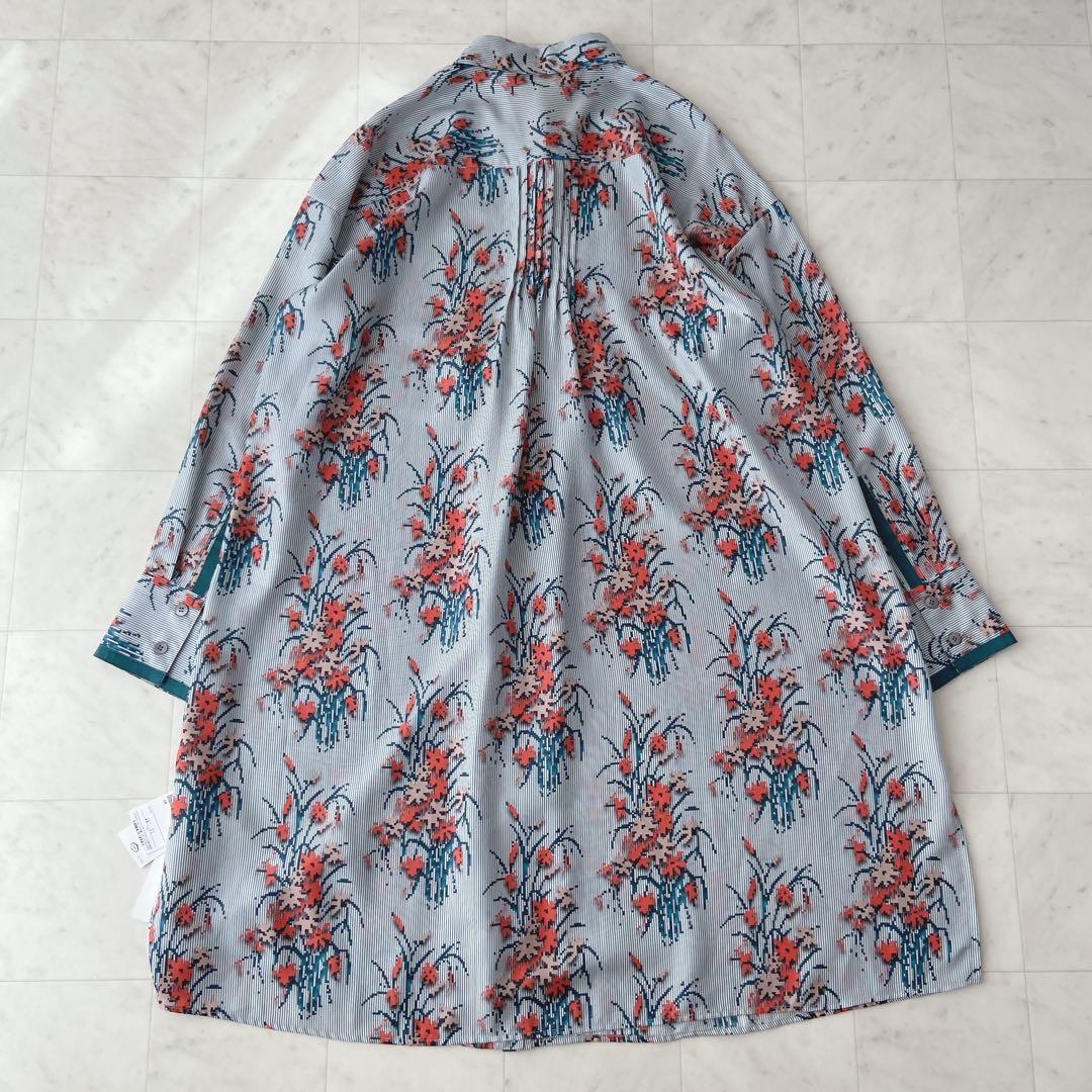 【新品タグ付き】HIROKO BIS 【洗える】ツイルフラワープリントチュニック