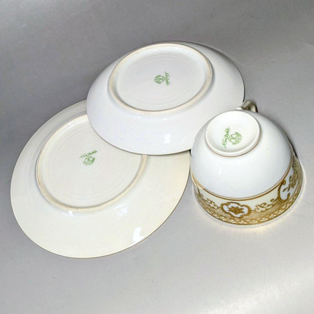 美品✨オールドノリタケ金盛上花籠装飾図紋　キャビネットトリオ マルキ印
