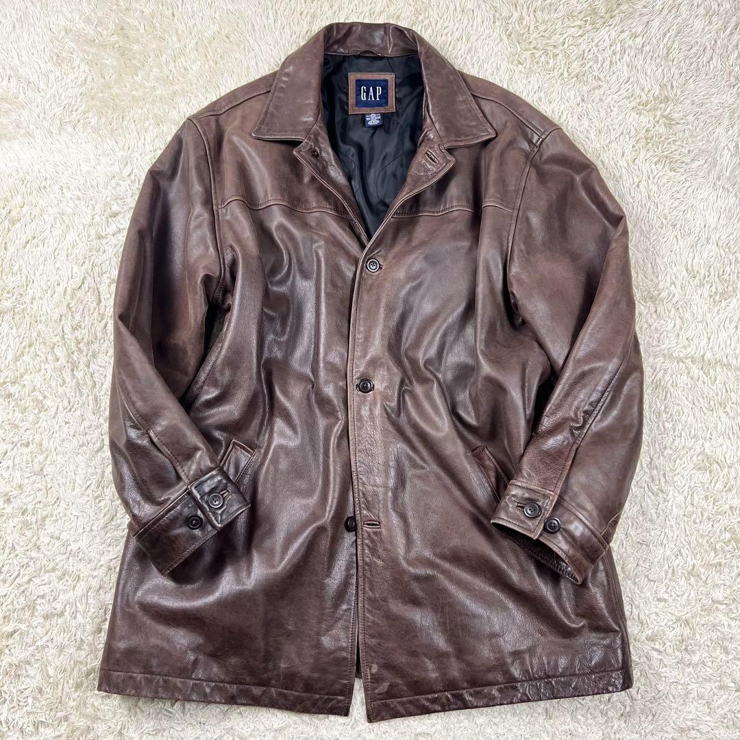 OLD GAP ギャップ 本革 カーコート ジャケット XL 濃茶 野村訓市