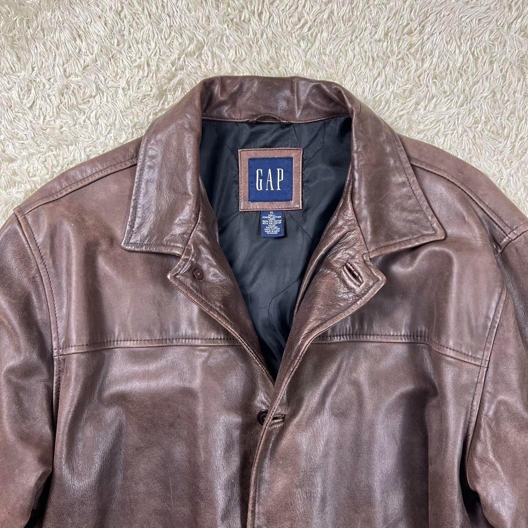 OLD GAP ギャップ 本革 カーコート ジャケット XL 濃茶 野村訓市