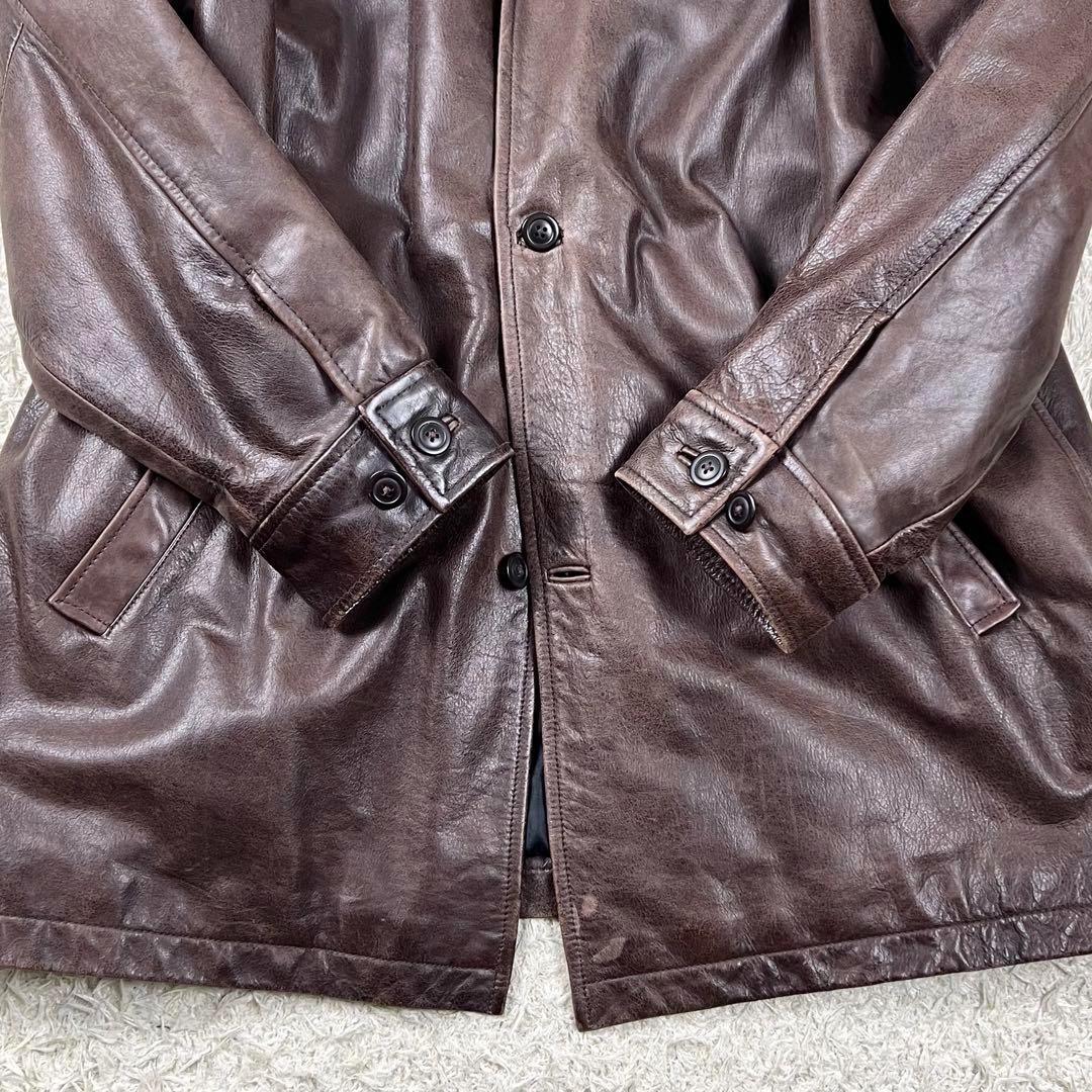 OLD GAP ギャップ 本革 カーコート ジャケット XL 濃茶 野村訓市