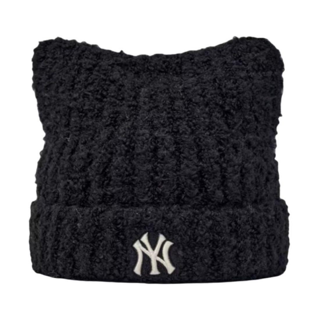 MLB Korea 猫耳 ニット帽 ブラック カリナ着用 ビーニー