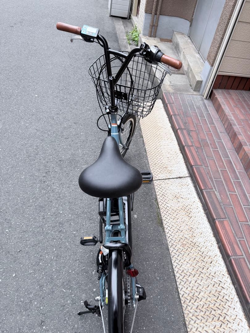 大阪府　ヤマハ　電動アシスト自転車 ブルー 前面バスケット付き