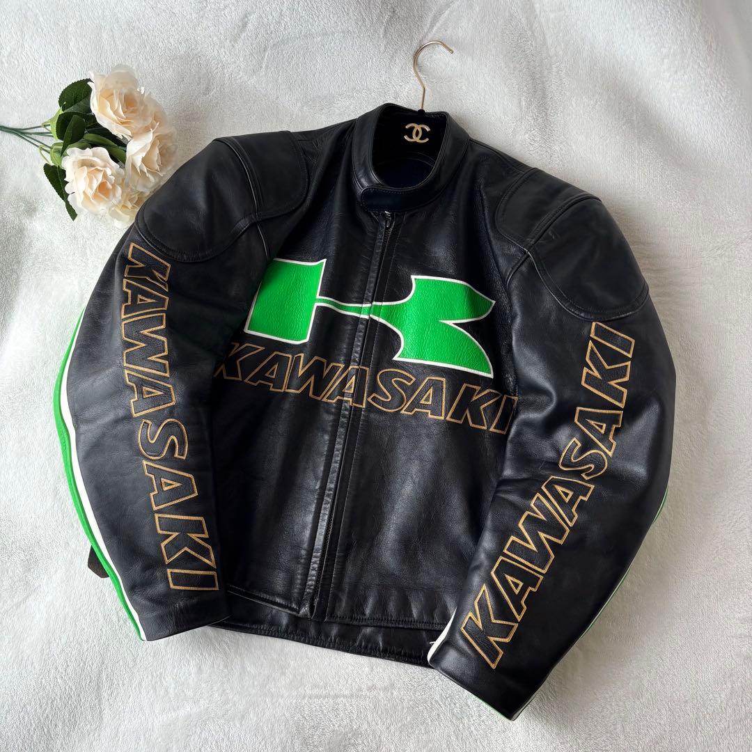 極希少✨Kawasaki 　レザー　Ninja ライダースジャケット　L