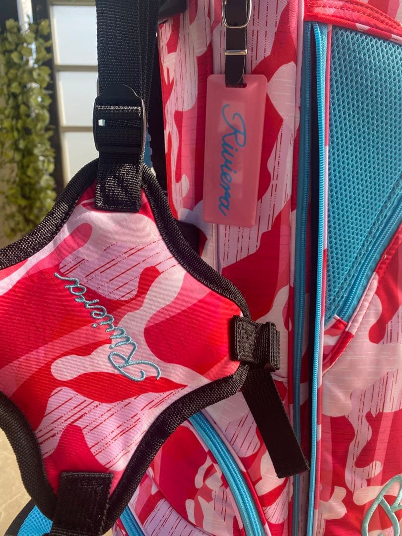 Rivieraキャディバッグ カモフラ柄 グレー×ブルー 個性派 ゴルフバッグ