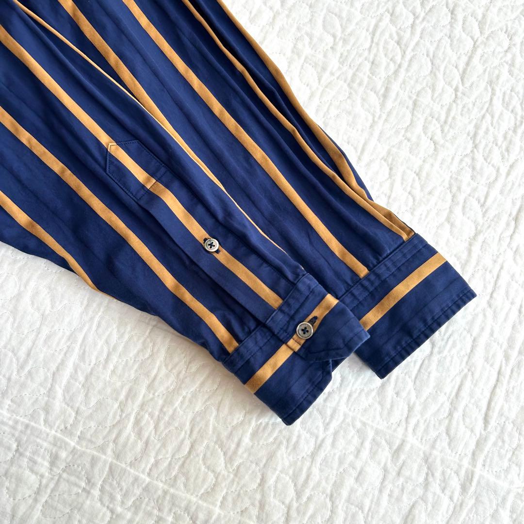 TICCA ノーカラースクエアビッグロングシャツ ワンピース ストライプ