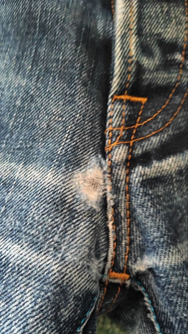 ジャパンブルー W32 　セール❗️♥　レア初期　桃太郎革パッチ 　ダメージ有