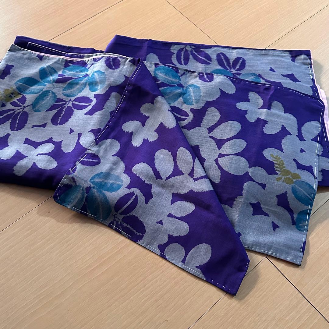 着物リメイク 銘仙からピンタックのゆったりワンピース