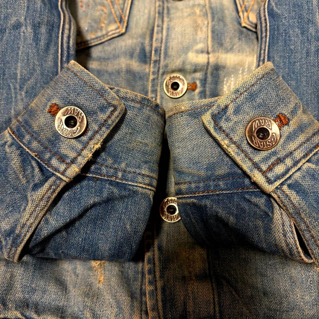 希少　G-Star RAW ダメージ加工 デニムジャケット シンチバック M