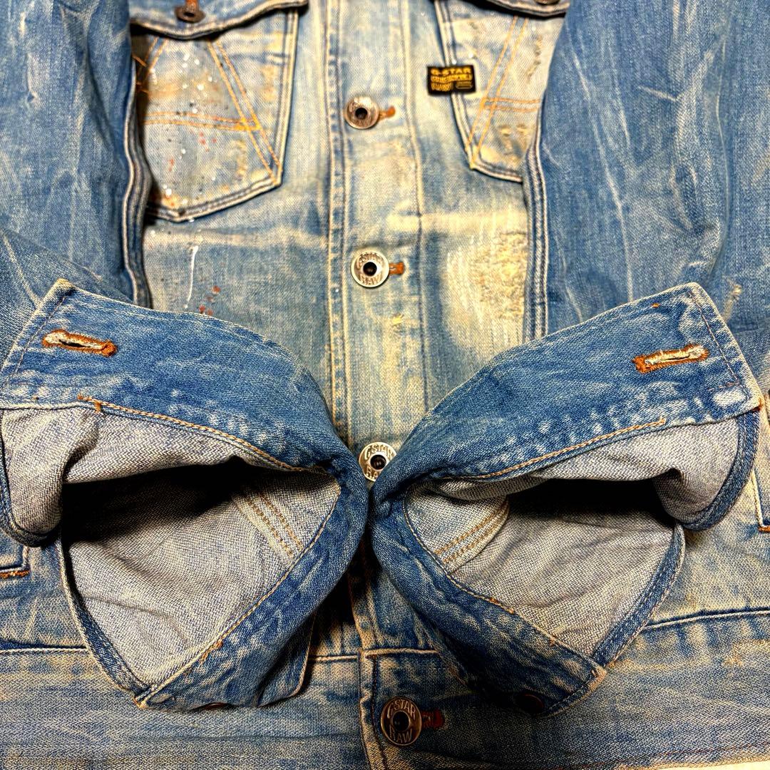 希少　G-Star RAW ダメージ加工 デニムジャケット シンチバック M